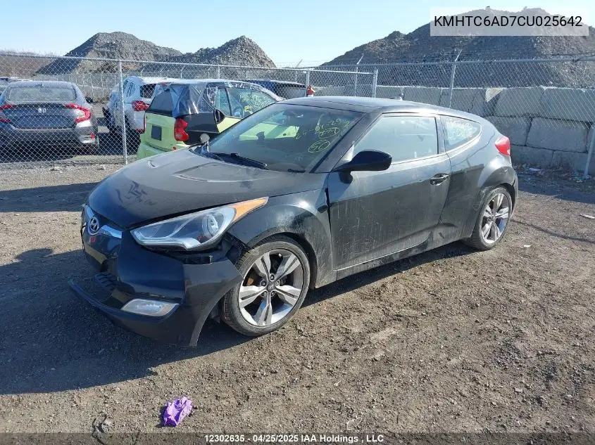 2012 Hyundai Veloster Tech VIN: KMHTC6AD7CU025642 Lot: 12302635X