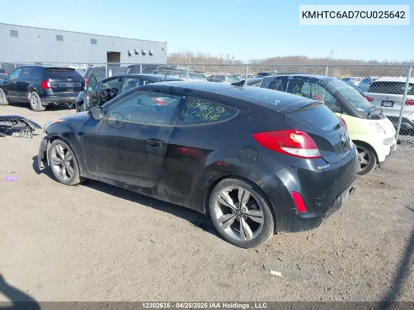 2012 Hyundai Veloster Tech VIN: KMHTC6AD7CU025642 Lot: 12302635X