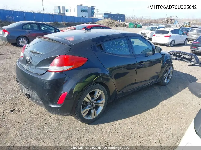 2012 Hyundai Veloster Tech VIN: KMHTC6AD7CU025642 Lot: 12302635X
