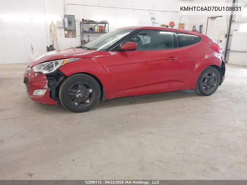 2013 Hyundai Veloster Tech VIN: KMHTC6AD7DU108831 Lot: 12295112