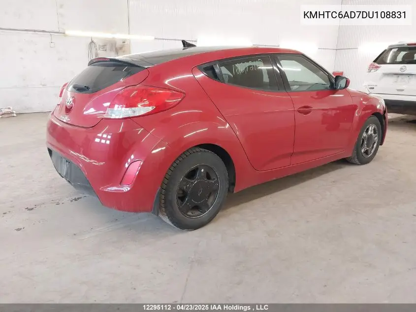 2013 Hyundai Veloster Tech VIN: KMHTC6AD7DU108831 Lot: 12295112
