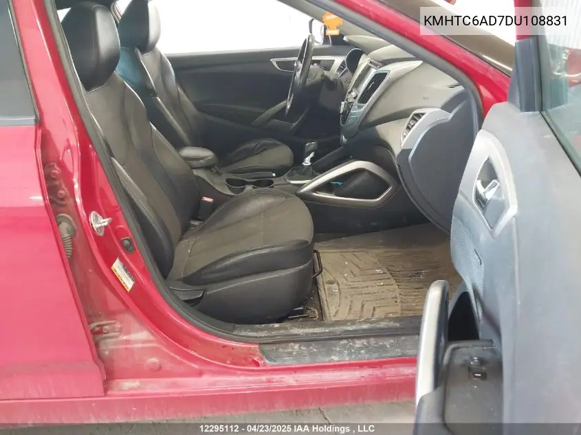2013 Hyundai Veloster Tech VIN: KMHTC6AD7DU108831 Lot: 12295112