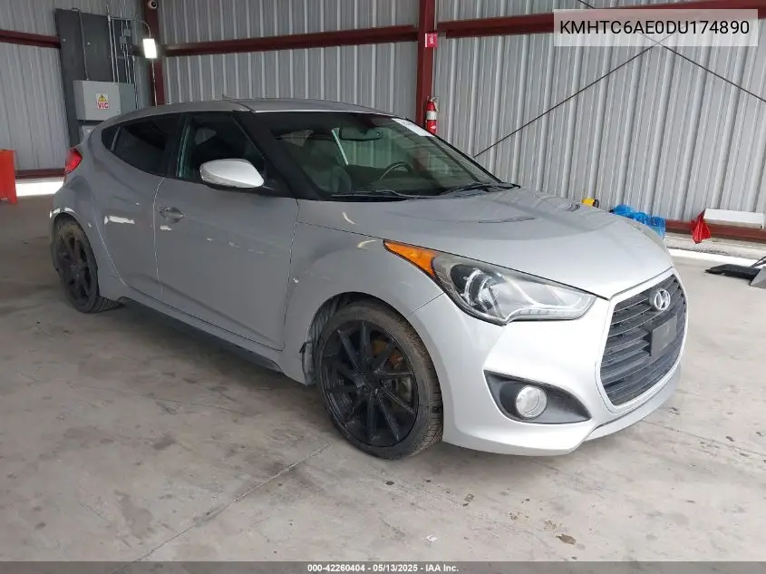 2013 Hyundai Veloster Turbo W/Black VIN: KMHTC6AE0DU174890 Lot: 42260404