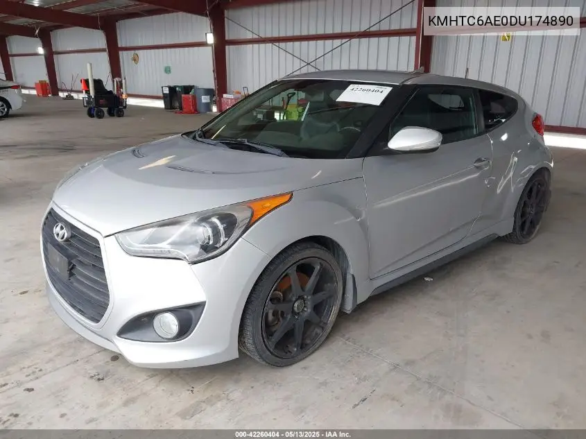 2013 Hyundai Veloster Turbo W/Black VIN: KMHTC6AE0DU174890 Lot: 42260404