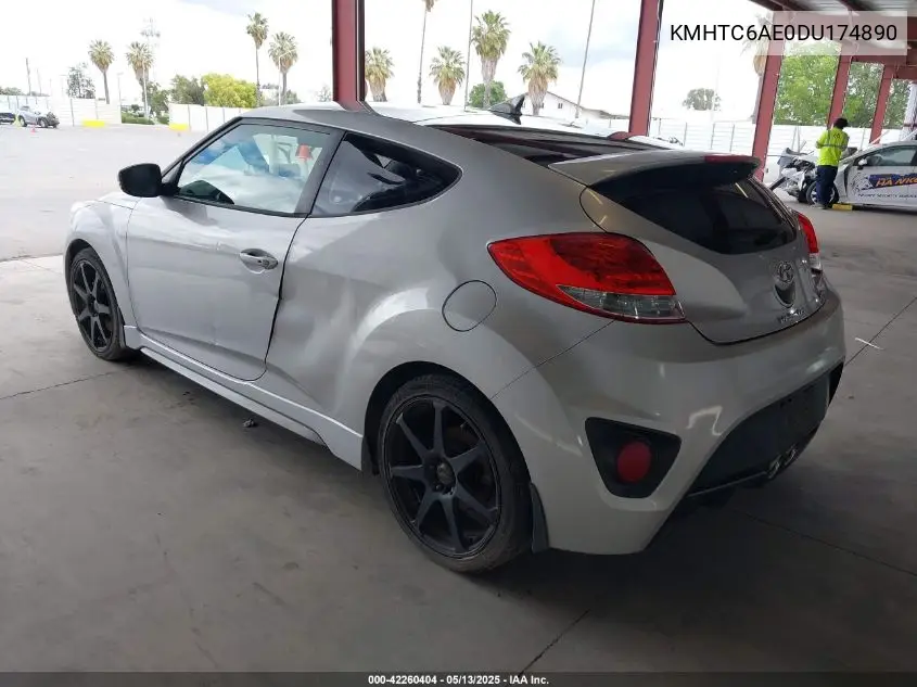2013 Hyundai Veloster Turbo W/Black VIN: KMHTC6AE0DU174890 Lot: 42260404