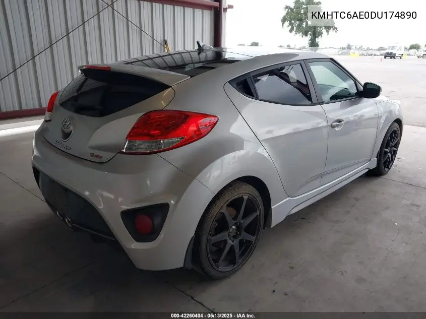 2013 Hyundai Veloster Turbo W/Black VIN: KMHTC6AE0DU174890 Lot: 42260404