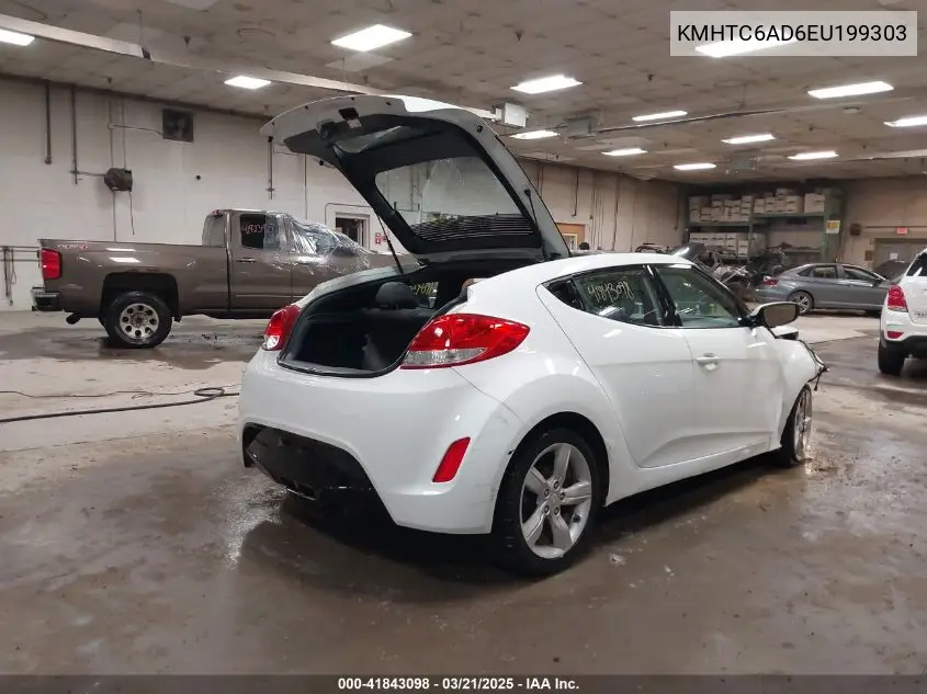 2014 Hyundai Veloster Base W/Black VIN: KMHTC6AD6EU199303 Lot: 41843098