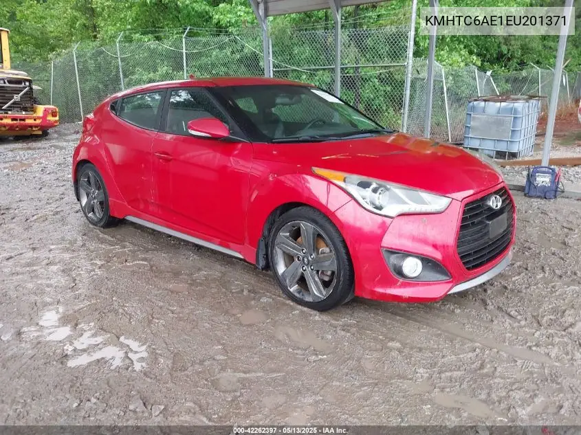 2014 Hyundai Veloster Turbo W/Black VIN: KMHTC6AE1EU201371 Lot: 42262397