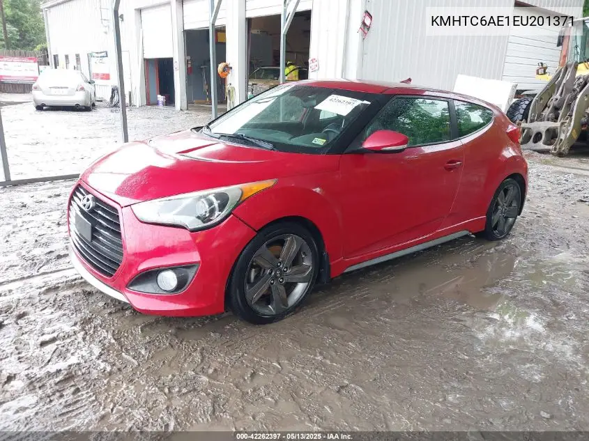 2014 Hyundai Veloster Turbo W/Black VIN: KMHTC6AE1EU201371 Lot: 42262397