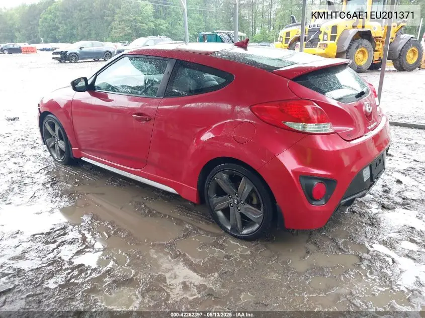 2014 Hyundai Veloster Turbo W/Black VIN: KMHTC6AE1EU201371 Lot: 42262397