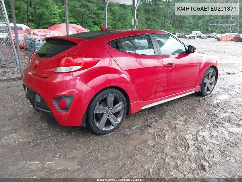 2014 Hyundai Veloster Turbo W/Black VIN: KMHTC6AE1EU201371 Lot: 42262397