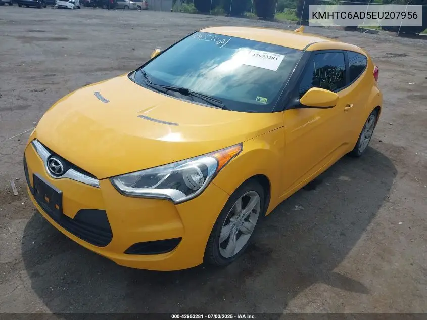 2014 Hyundai Veloster Base W/Black VIN: KMHTC6AD5EU207956 Lot: 42653281
