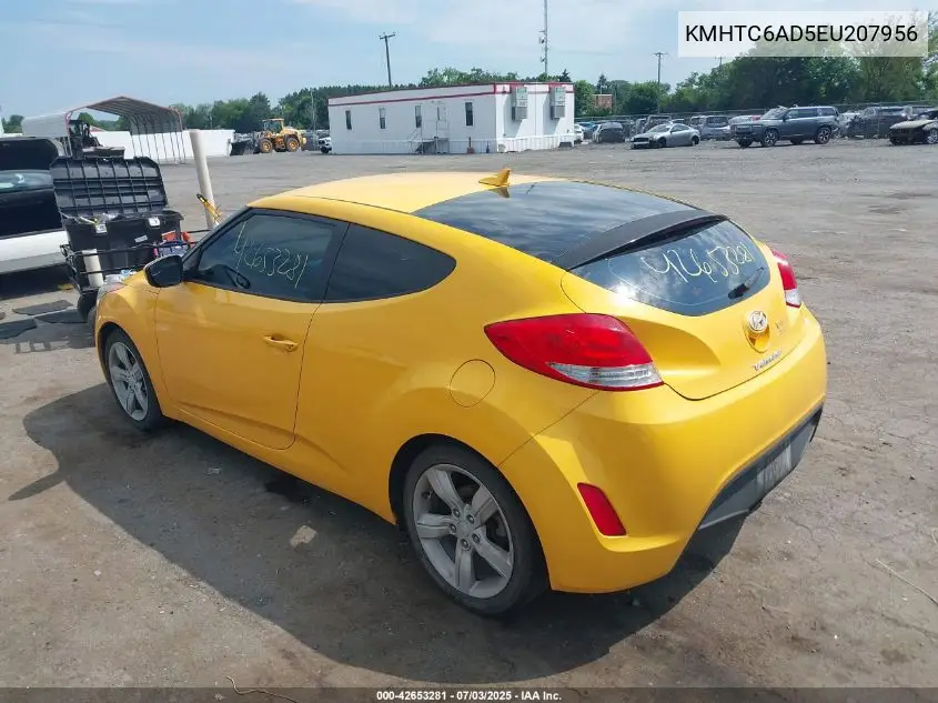 2014 Hyundai Veloster Base W/Black VIN: KMHTC6AD5EU207956 Lot: 42653281