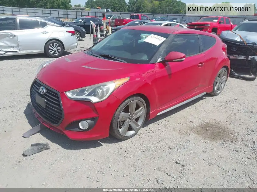 2014 Hyundai Veloster Turbo W/Black VIN: KMHTC6AEXEU198681 Lot: 42790364