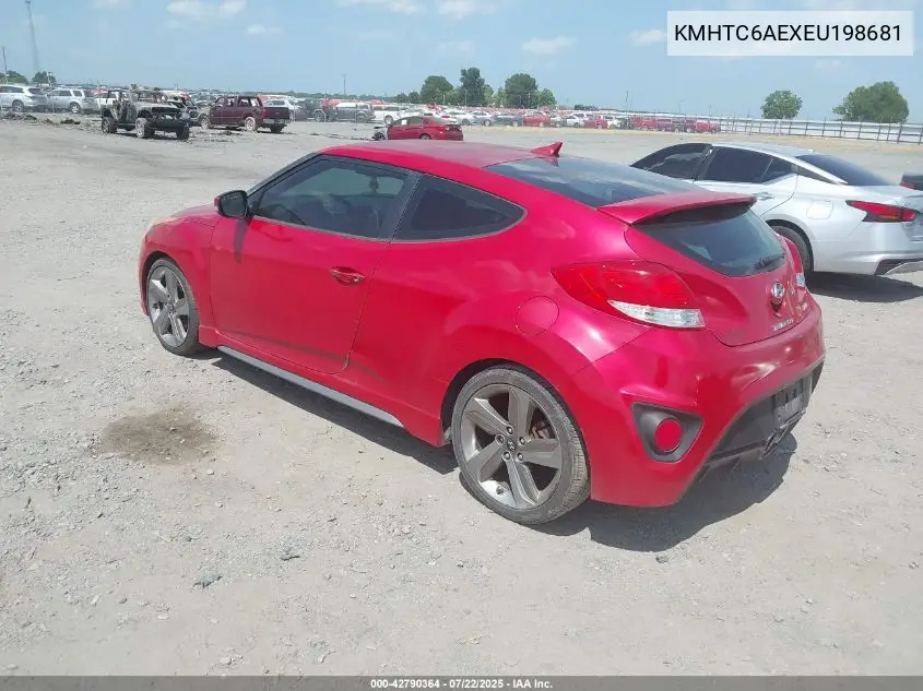 2014 Hyundai Veloster Turbo W/Black VIN: KMHTC6AEXEU198681 Lot: 42790364