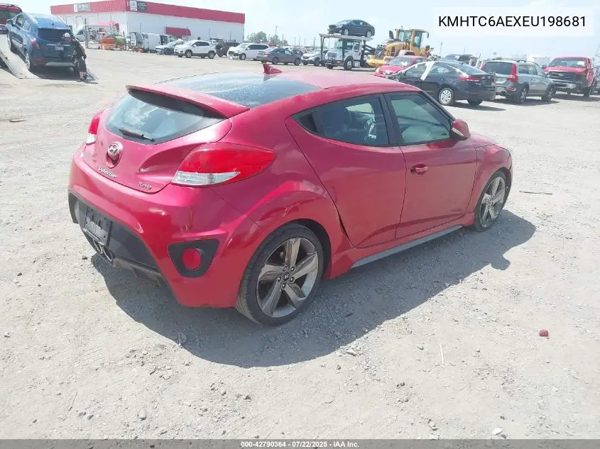 2014 Hyundai Veloster Turbo W/Black VIN: KMHTC6AEXEU198681 Lot: 42790364