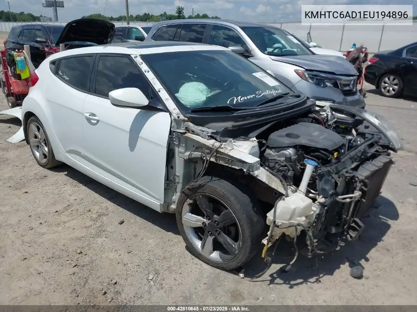 2014 Hyundai Veloster Base W/Black VIN: KMHTC6AD1EU194896 Lot: 42810645
