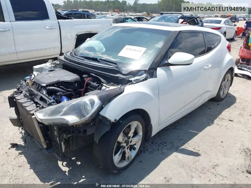 2014 Hyundai Veloster Base W/Black VIN: KMHTC6AD1EU194896 Lot: 42810645