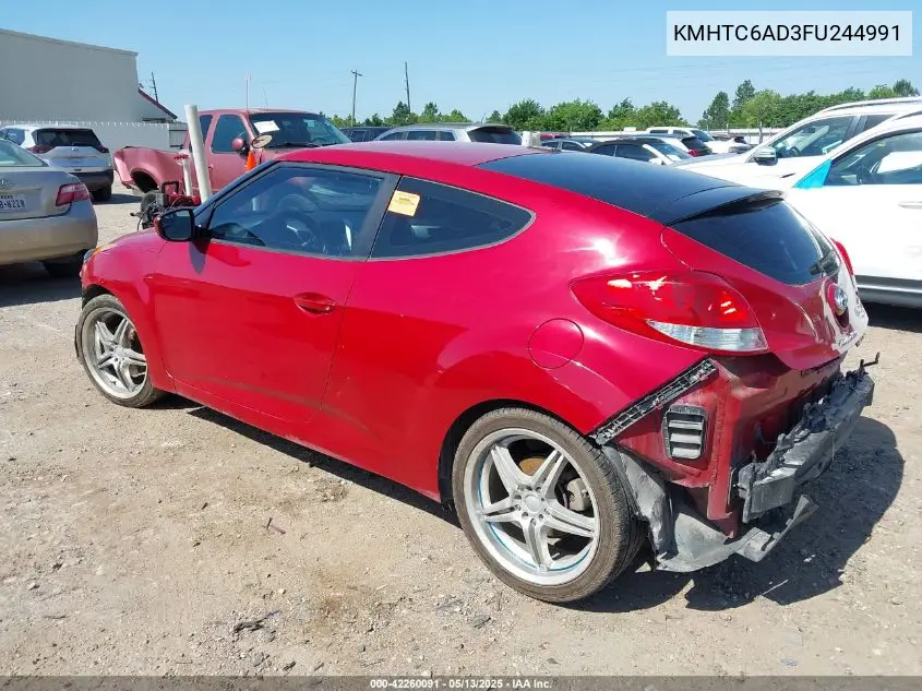 2015 Hyundai Veloster VIN: KMHTC6AD3FU244991 Lot: 42260091