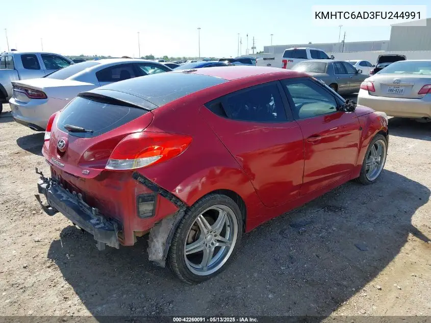 2015 Hyundai Veloster VIN: KMHTC6AD3FU244991 Lot: 42260091