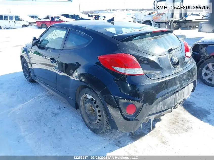 2016 Hyundai Veloster Turbo VIN: KMHTC6AE8GU266706 Lot: 12253217