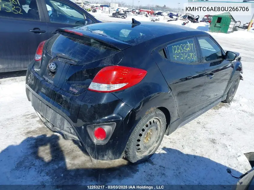 2016 Hyundai Veloster Turbo VIN: KMHTC6AE8GU266706 Lot: 12253217