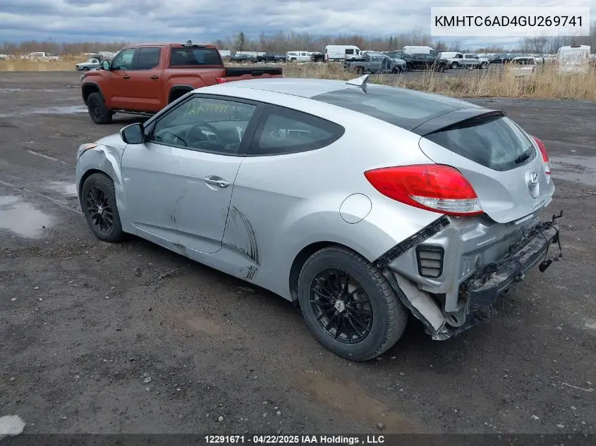 2016 Hyundai Veloster Se VIN: KMHTC6AD4GU269741 Lot: 12291671