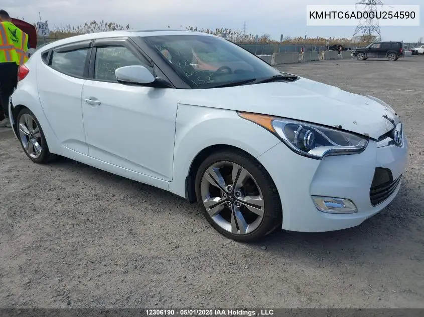 2016 Hyundai Veloster Tech VIN: KMHTC6AD0GU254590 Lot: 12306190