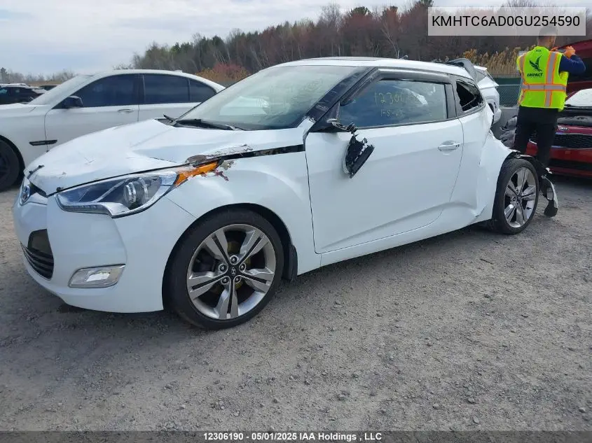 2016 Hyundai Veloster Tech VIN: KMHTC6AD0GU254590 Lot: 12306190