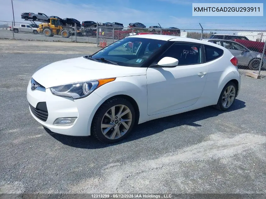 2016 Hyundai Veloster VIN: KMHTC6AD2GU293911 Lot: 12313299