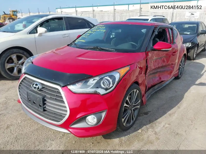 2016 Hyundai Veloster Turbo VIN: KMHTC6AE4GU284152 Lot: 12351909
