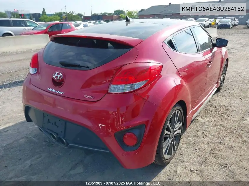 2016 Hyundai Veloster Turbo VIN: KMHTC6AE4GU284152 Lot: 12351909
