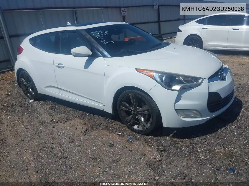 2016 Hyundai Veloster VIN: KMHTC6AD2GU250038 Lot: 42794643