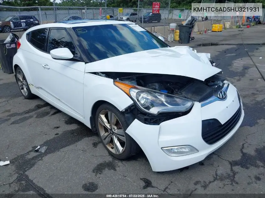 2017 Hyundai Veloster Value Edition VIN: KMHTC6AD5HU321931 Lot: 42810754