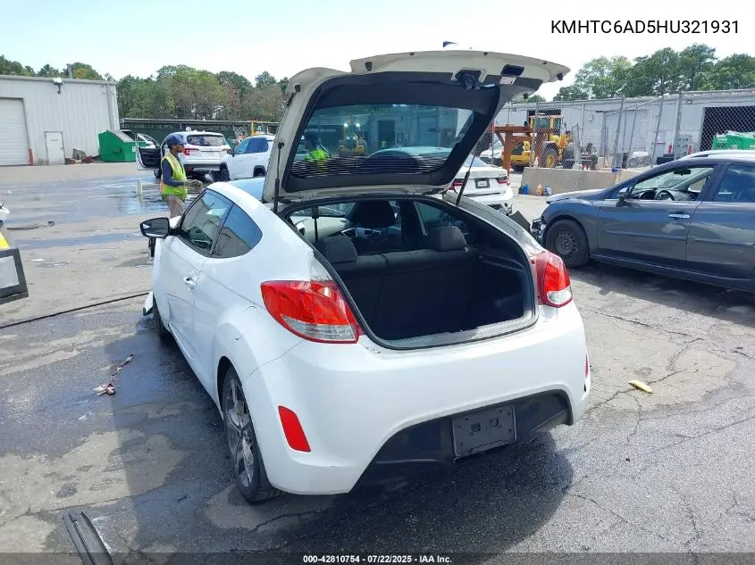 2017 Hyundai Veloster Value Edition VIN: KMHTC6AD5HU321931 Lot: 42810754