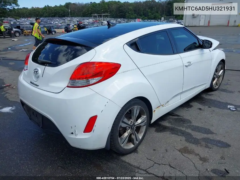 2017 Hyundai Veloster Value Edition VIN: KMHTC6AD5HU321931 Lot: 42810754