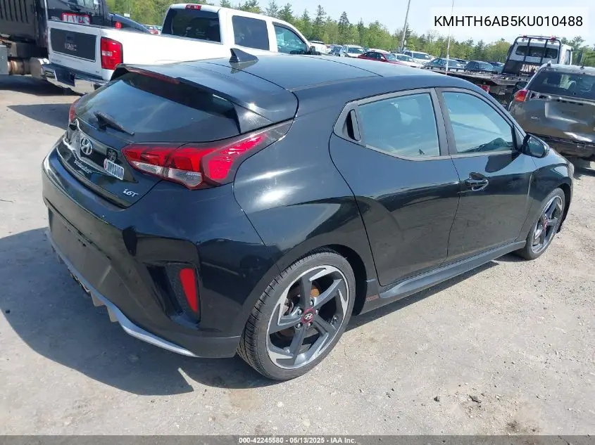 2019 Hyundai Veloster Turbo VIN: KMHTH6AB5KU010488 Lot: 42245580