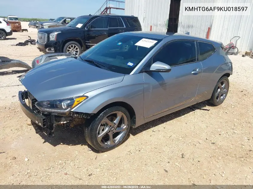 2019 Hyundai Veloster 2.0 VIN: KMHTG6AF9KU018597 Lot: 42553253