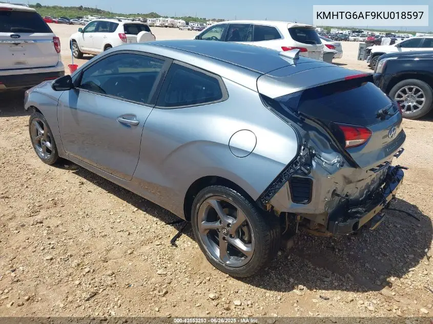 2019 Hyundai Veloster 2.0 VIN: KMHTG6AF9KU018597 Lot: 42553253