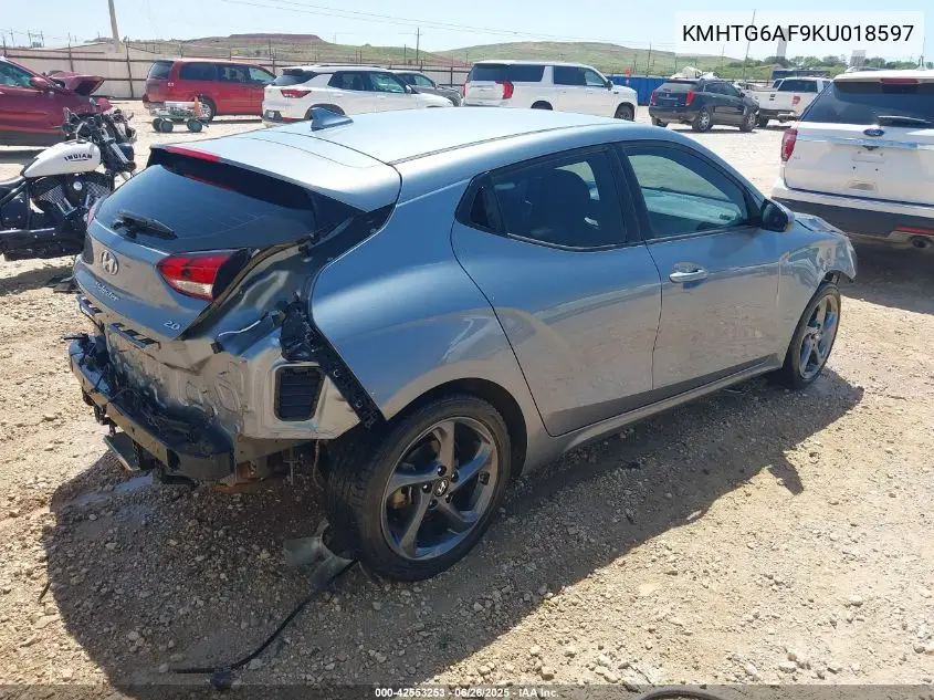 2019 Hyundai Veloster 2.0 VIN: KMHTG6AF9KU018597 Lot: 42553253