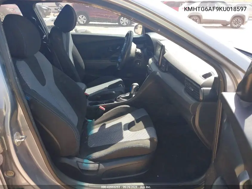 2019 Hyundai Veloster 2.0 VIN: KMHTG6AF9KU018597 Lot: 42553253