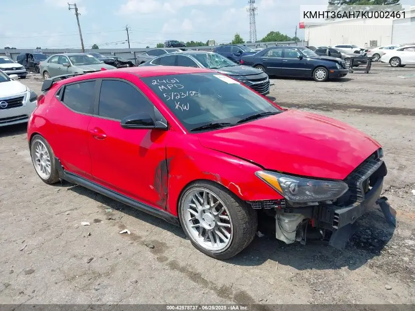 2019 Hyundai Veloster N VIN: KMHT36AH7KU002461 Lot: 42578737