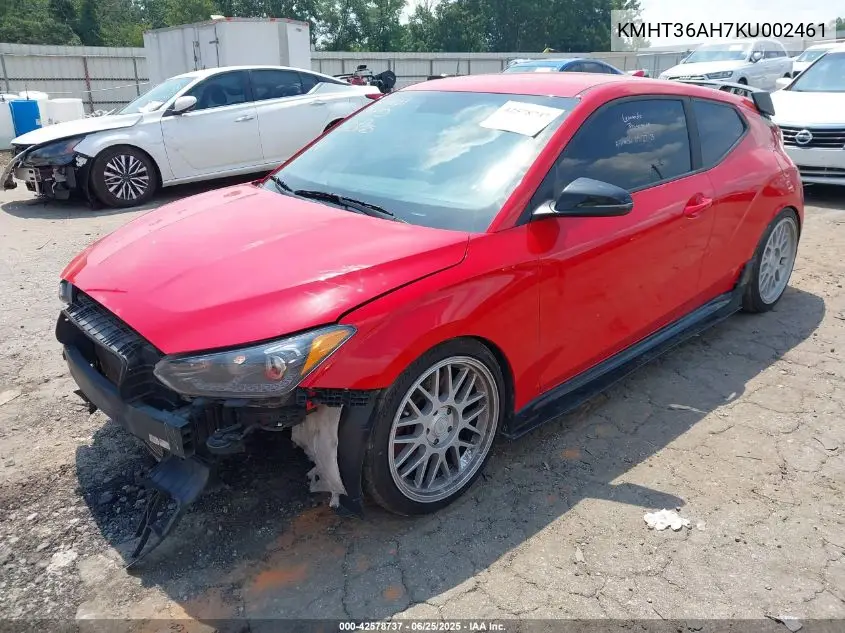 2019 Hyundai Veloster N VIN: KMHT36AH7KU002461 Lot: 42578737