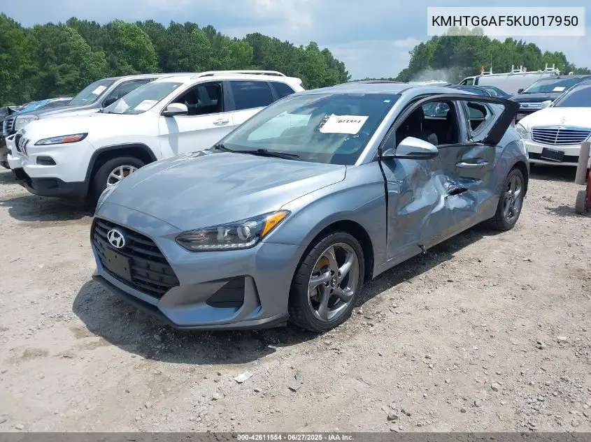 2019 Hyundai Veloster 2.0 VIN: KMHTG6AF5KU017950 Lot: 42611554