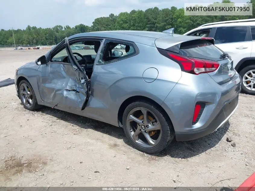 2019 Hyundai Veloster 2.0 VIN: KMHTG6AF5KU017950 Lot: 42611554