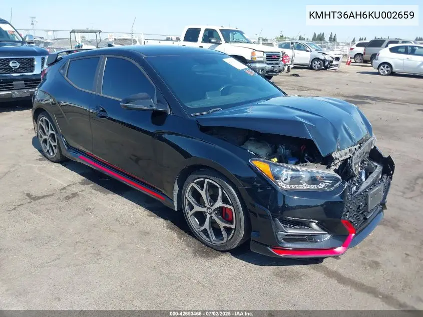 2019 Hyundai Veloster N VIN: KMHT36AH6KU002659 Lot: 42653466