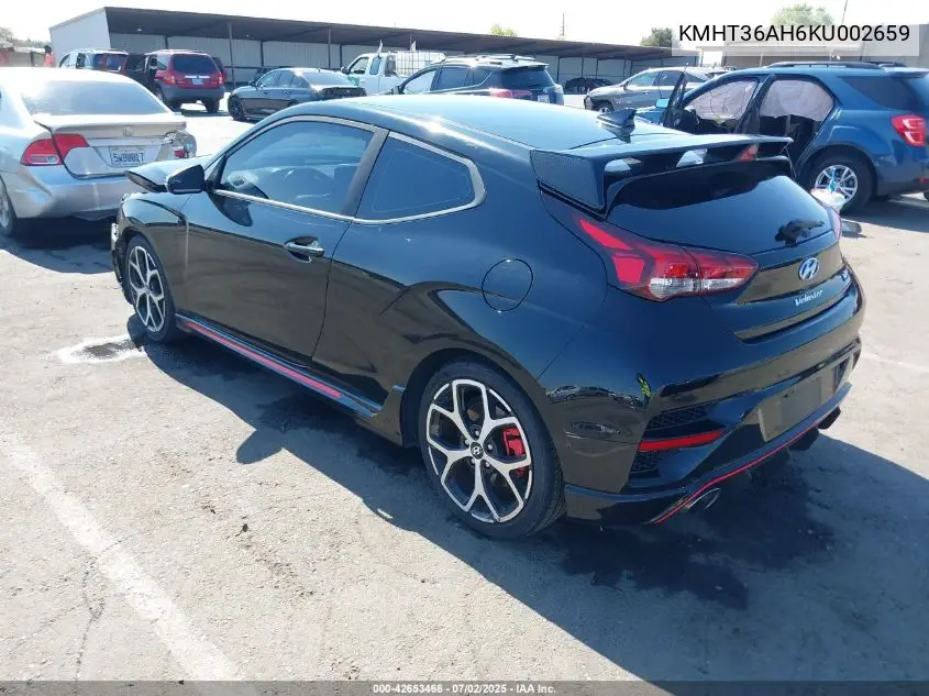 2019 Hyundai Veloster N VIN: KMHT36AH6KU002659 Lot: 42653466