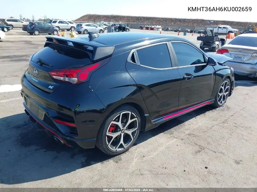 2019 Hyundai Veloster N VIN: KMHT36AH6KU002659 Lot: 42653466