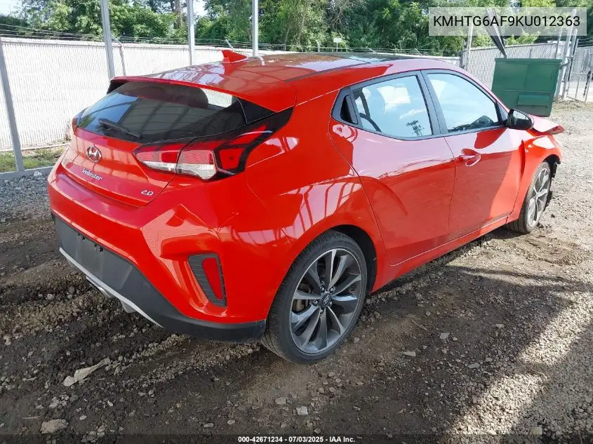2019 Hyundai Veloster 2.0 Premium VIN: KMHTG6AF9KU012363 Lot: 42671234
