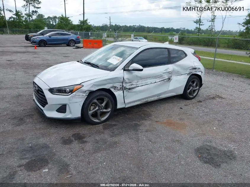 2019 Hyundai Veloster 2.0 VIN: KMHTG6AF7KU006691 Lot: 42792330